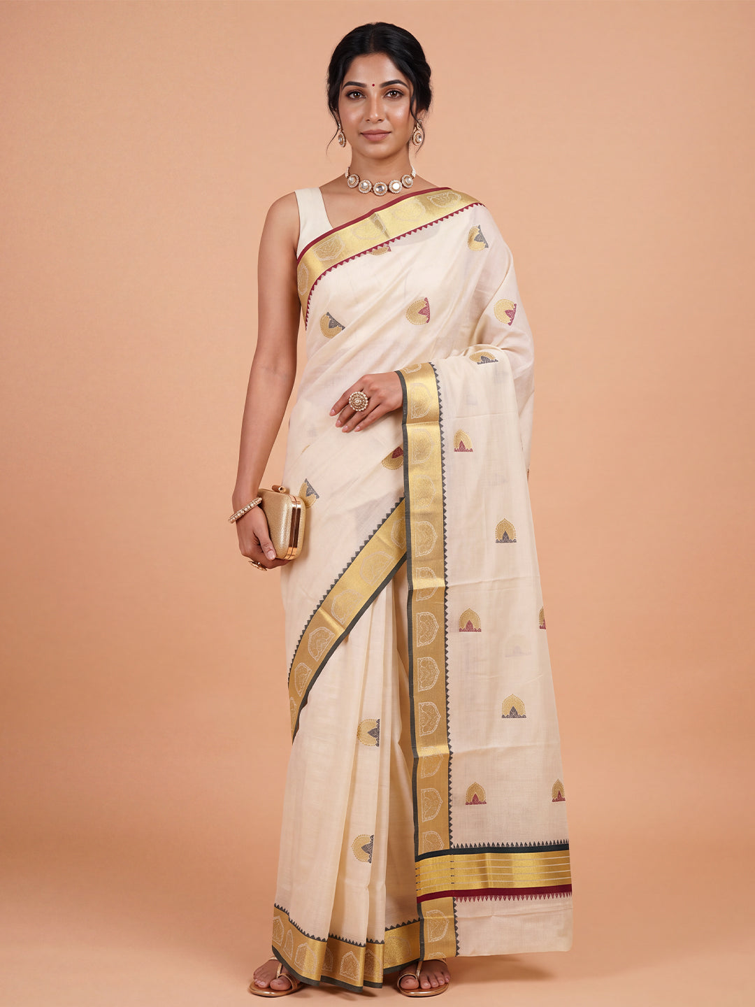 Women Tissue Gold Printed Saree KLS63
