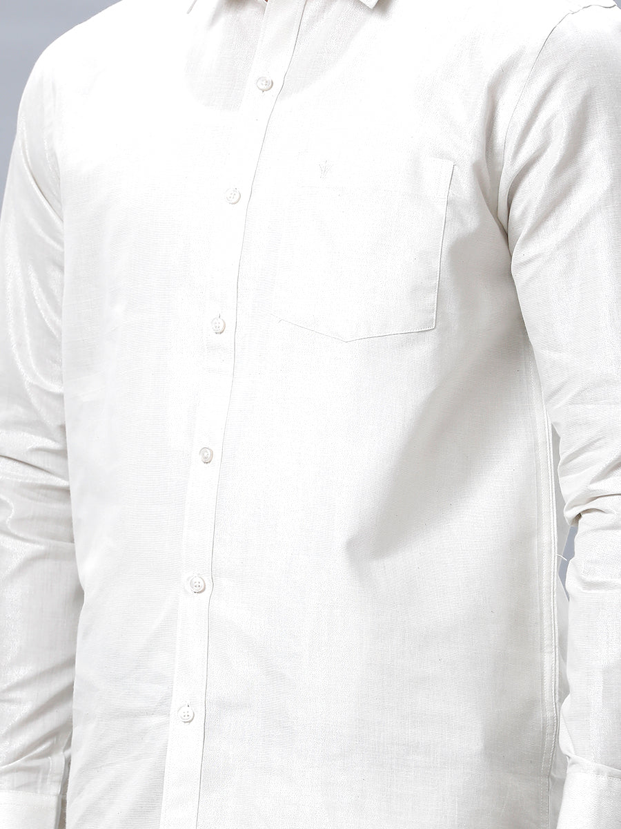 Men Silver Tissue Shirt Sankalpam