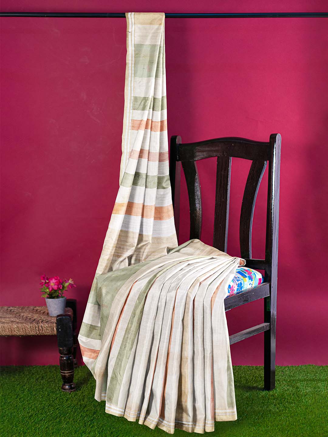 Women Golden Semi Tussar Saree ST301