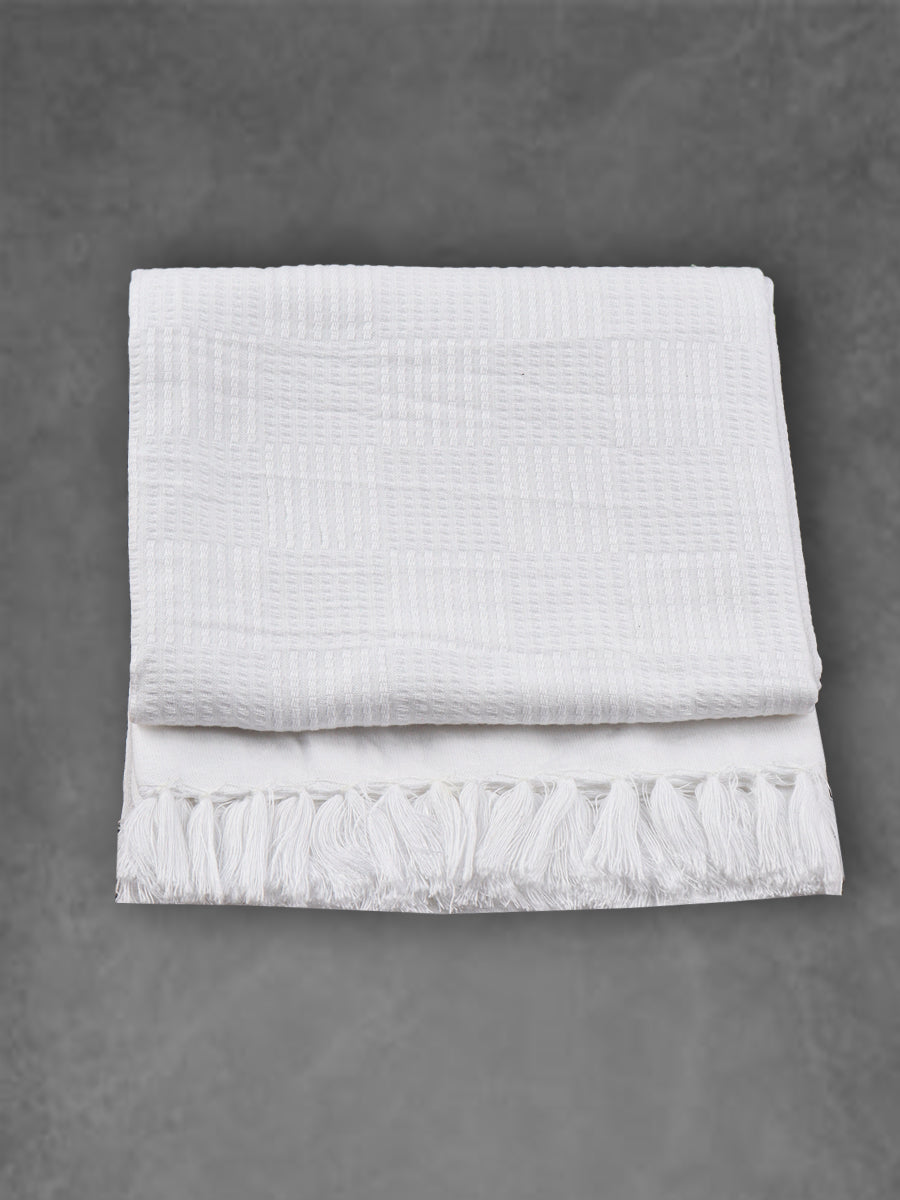 100% Cotton Signature Waffle Design White Bath Towel 1050 - Half view