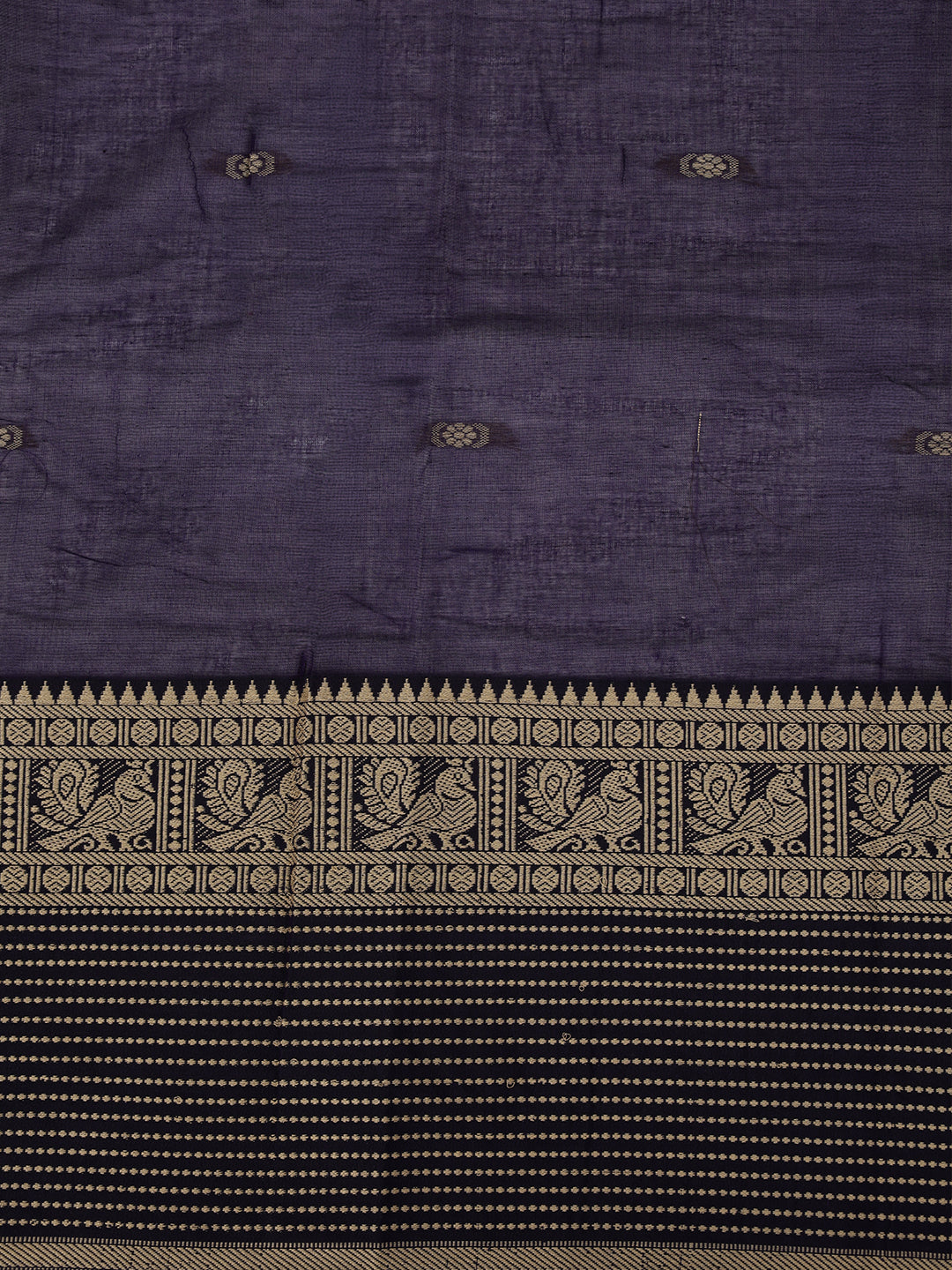 Women Mercerised Cotton Deep Blue Embroidered Saree PCS294