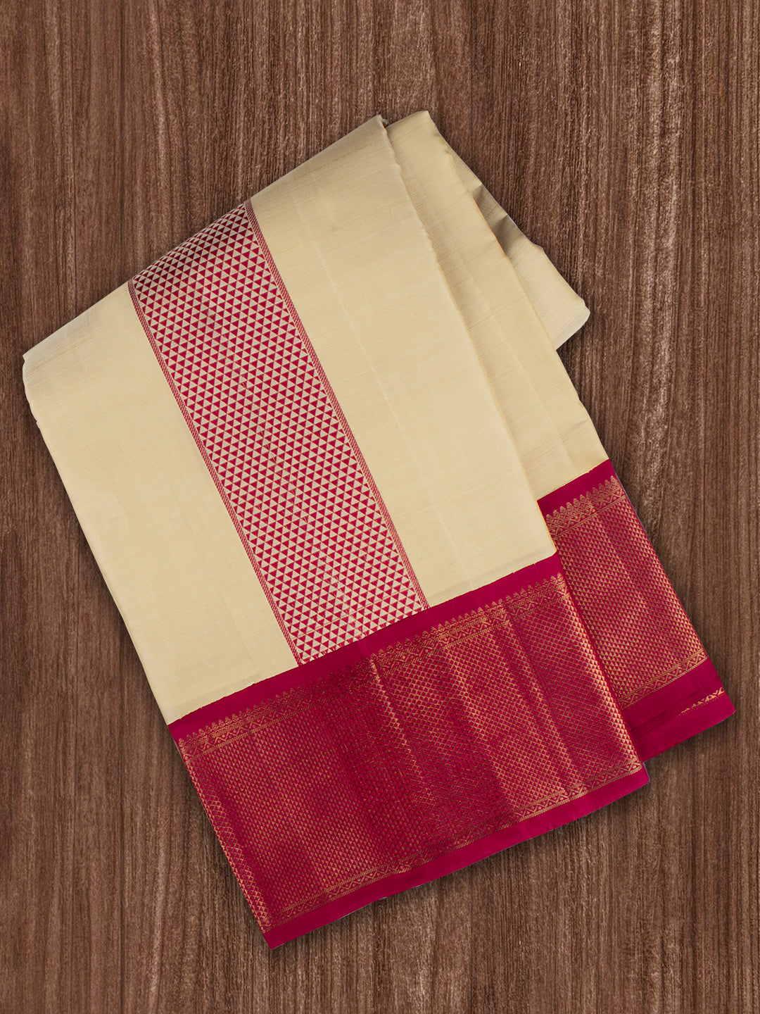 Men 100% Pure Silk 4 1/2" Jari Gold Border Amirtham