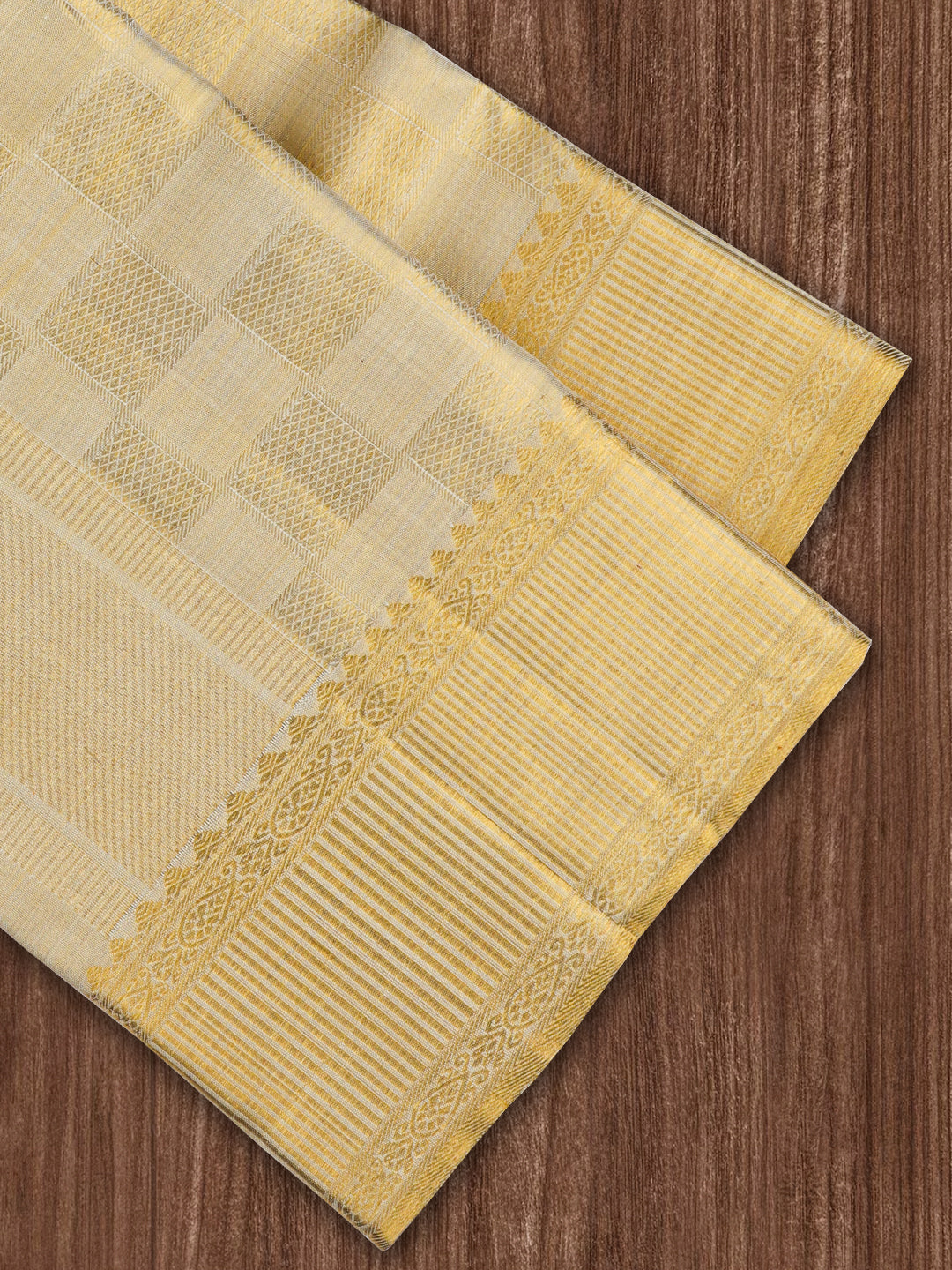 Men 100% Pure Silk 5" Jari Gold  Border Amirtham