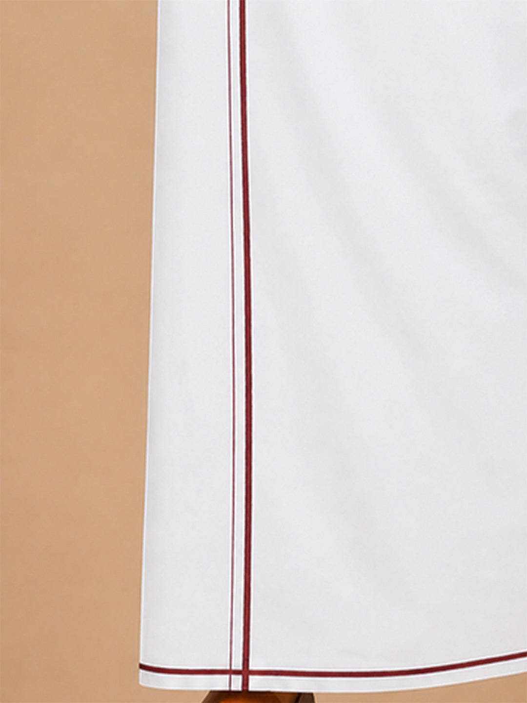 Single Layer Cotton Blend White Dhoti with Small Border - Kiruba KB01