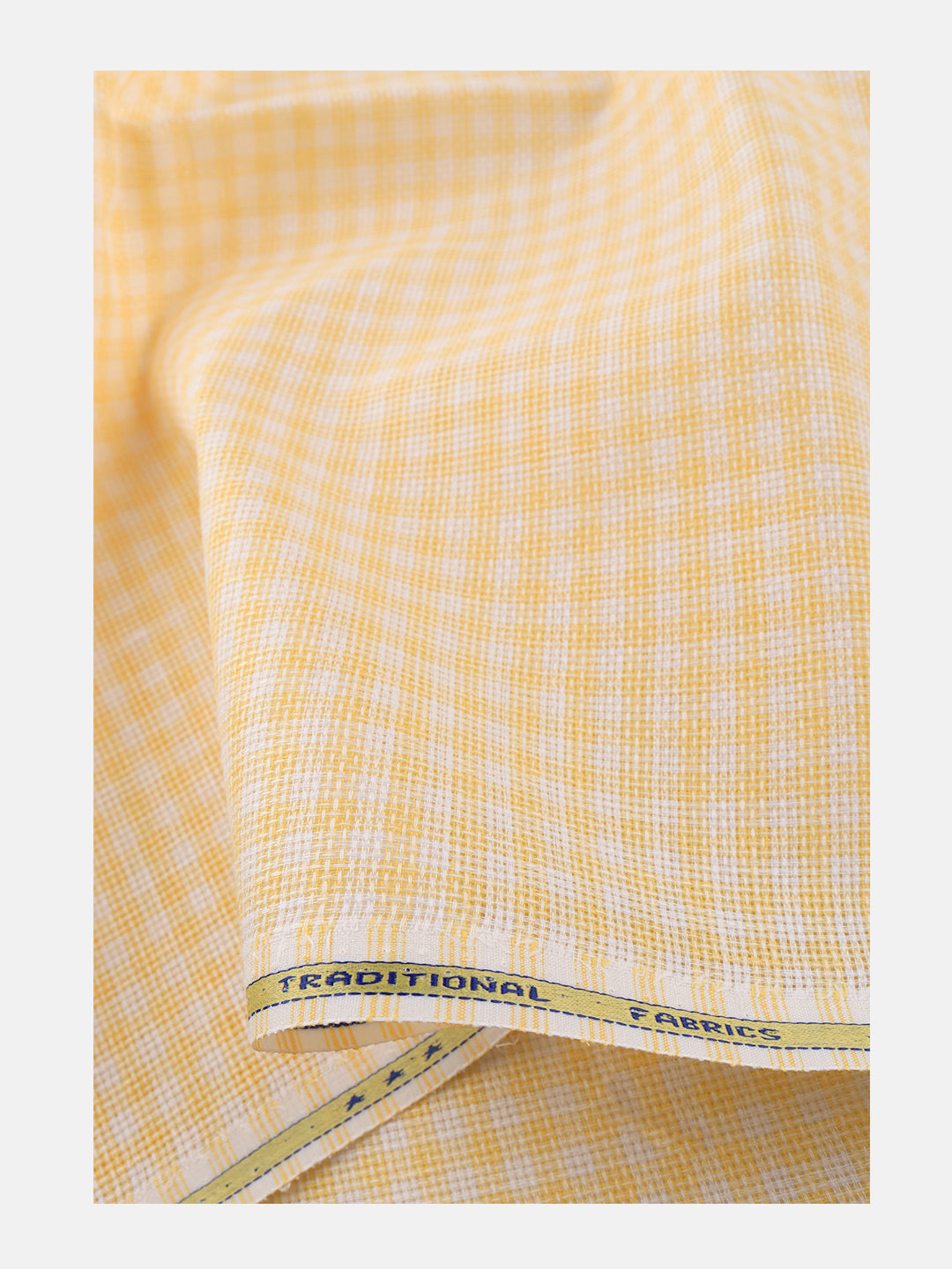 Mens Cotton Rich Checked Shirt Fabric Yellow High Style