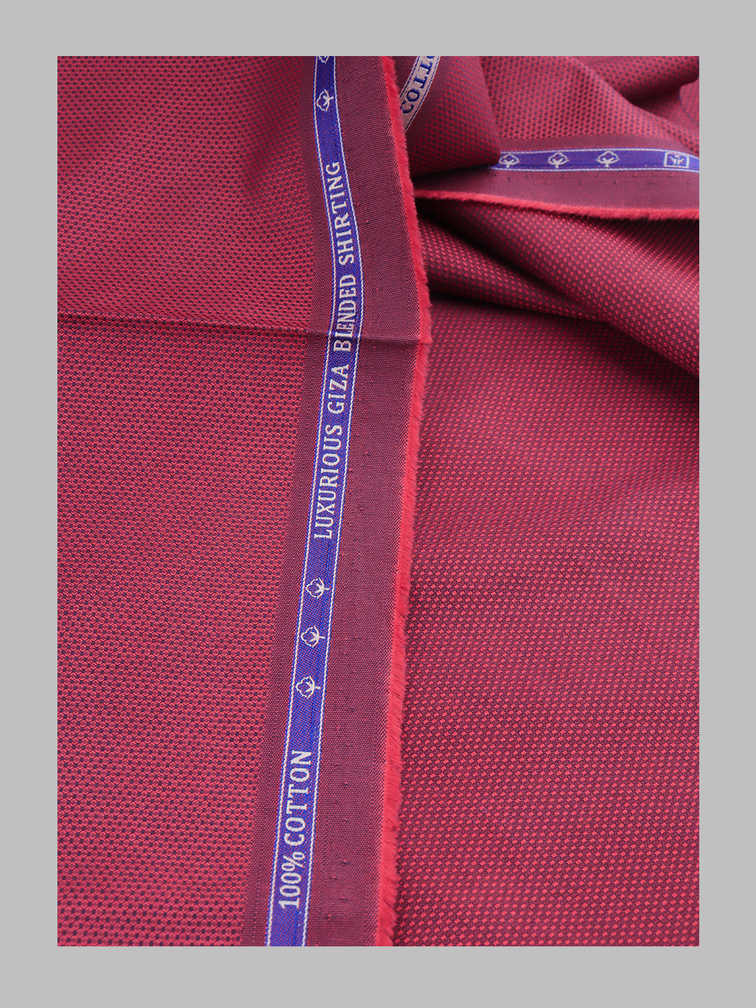 Men 100% Cotton Self Design Shirt Fabric Red Grand Iconic