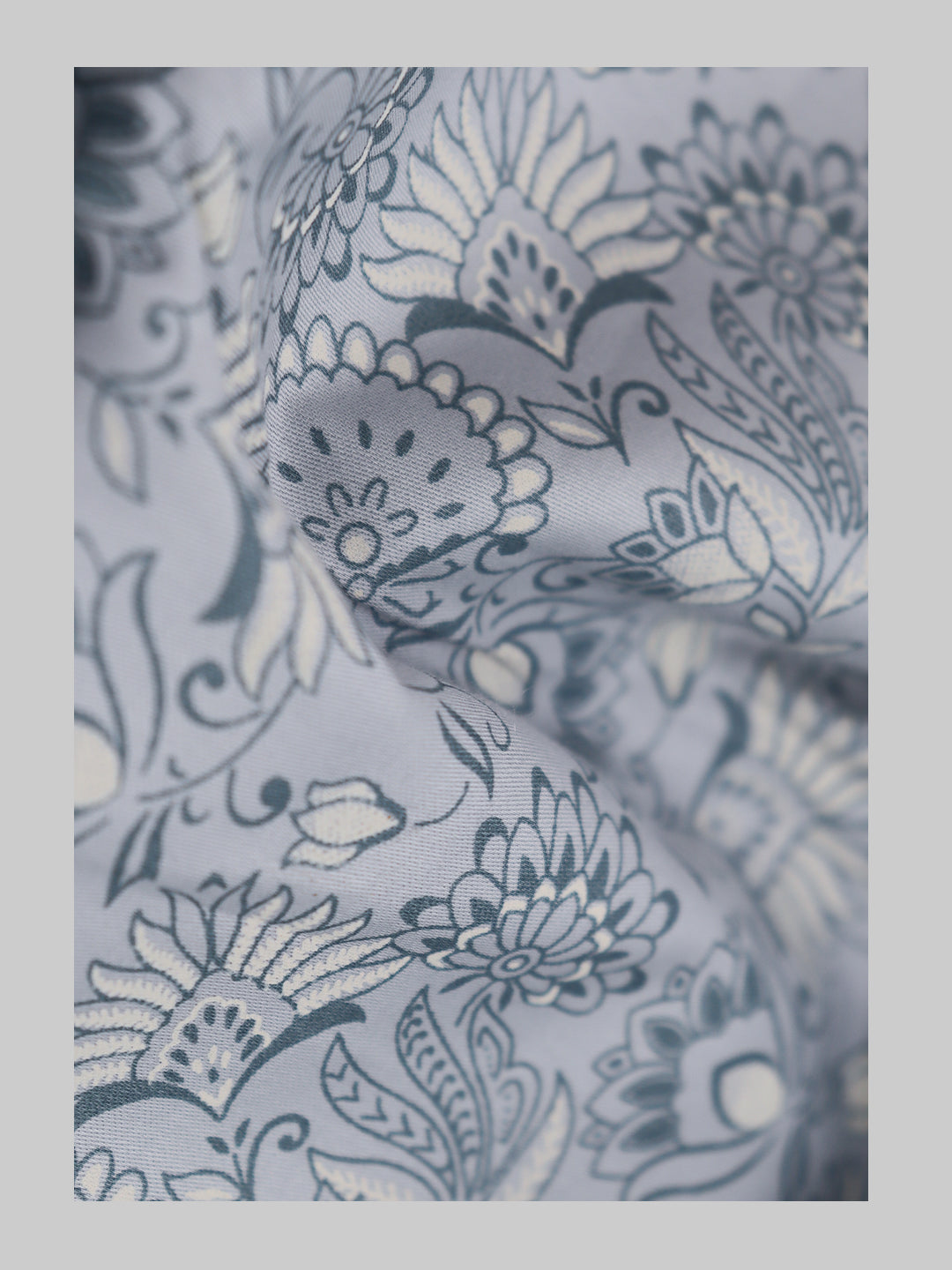 100% Cotton Greyish blue Printed Shirt Fabric Oslo