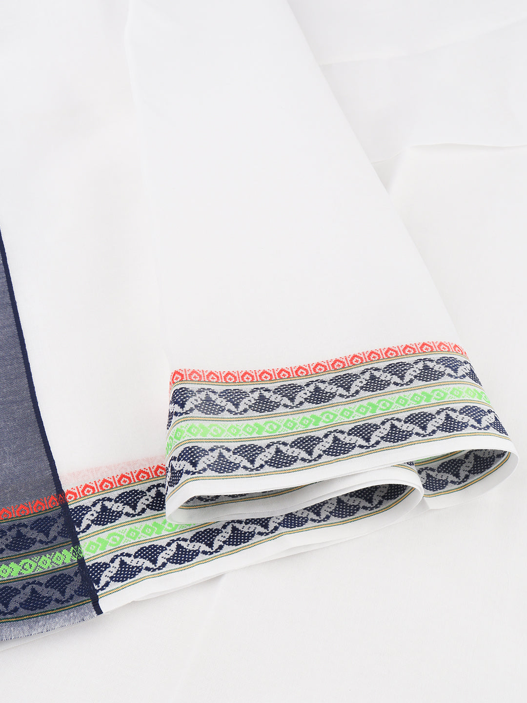 Men Cotton Navy Fancy Border Panchakacham with Angavasthram Srirasthu(9+5) SR56