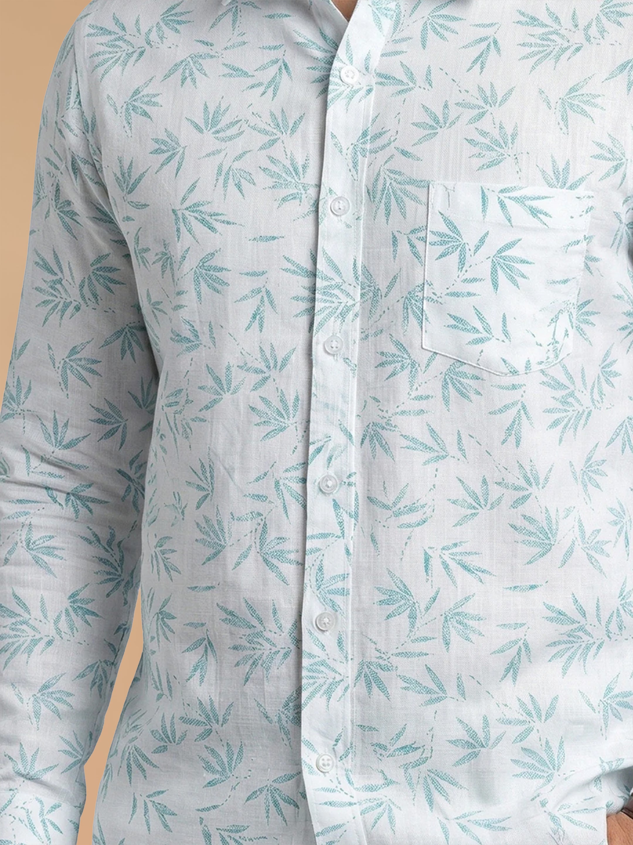Cotton Rich White Printed Regular Fit Shirt T66 APT4