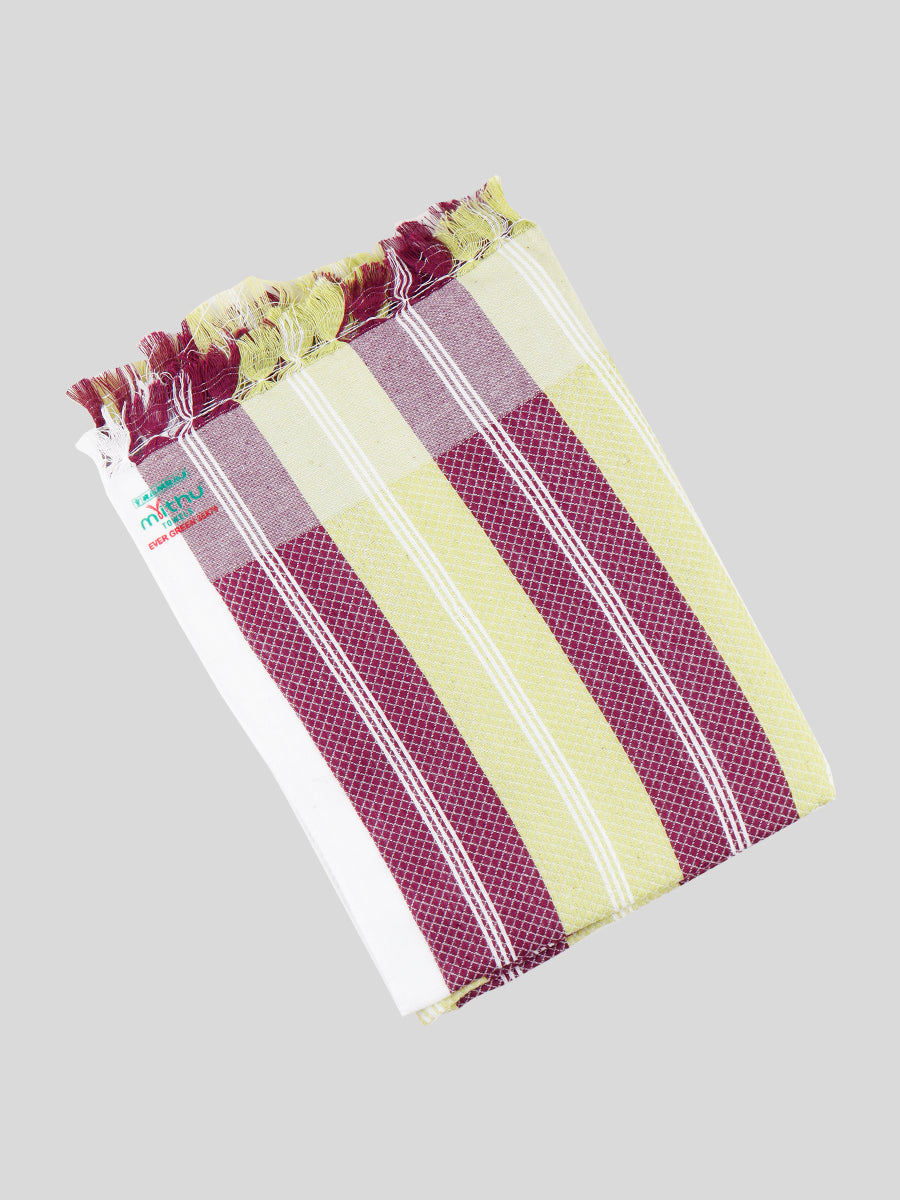 Evergreen Special Checked Bath Towel Colour-Maroon