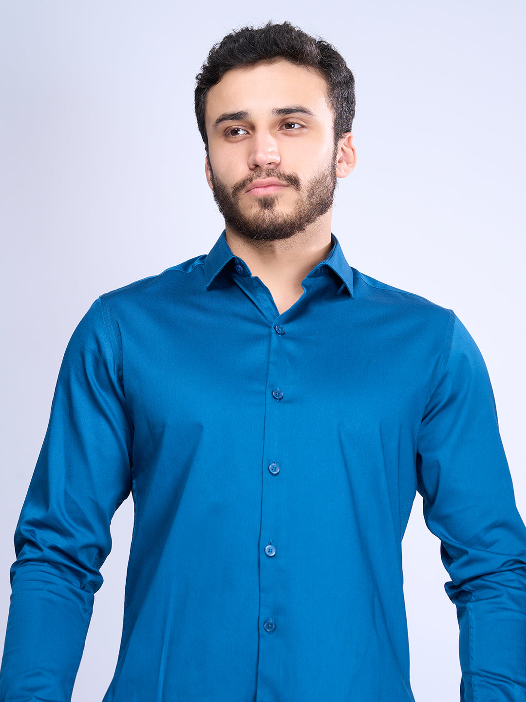 Men Stretch Cotton Shirt Blue FS14