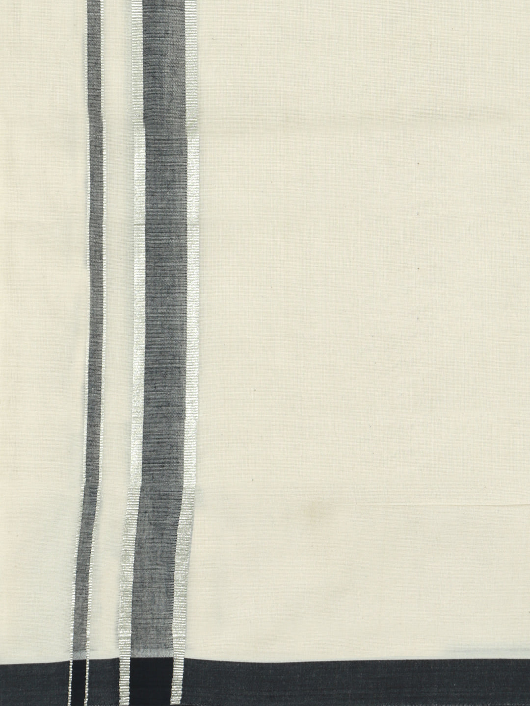 Double Layer 100% Cotton Cream Kora Dhoti with Colour Jari Border - KJ03