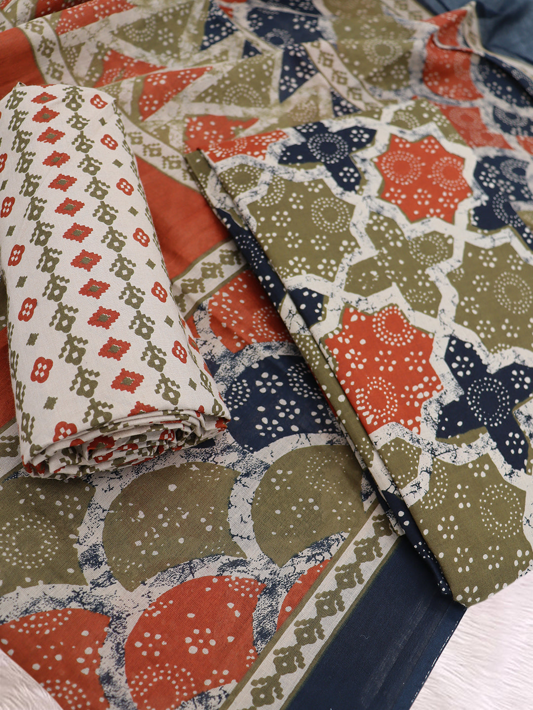 Women Pure Cotton Printed Dress Material Multi Colour DM345