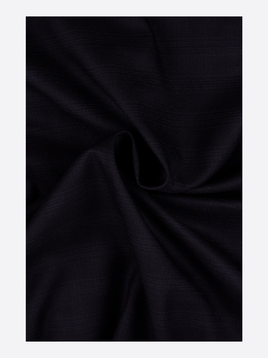 Cotton Navy Colour Plain Pants Fabric Enable Stertch-Close view