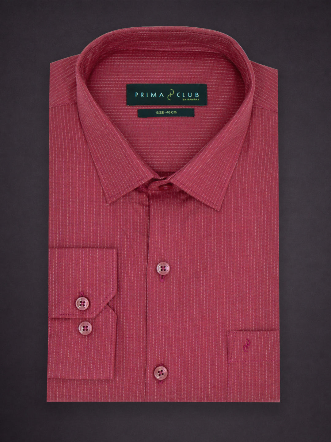 Prima Club Premium Cotton Dobby Pink Red Stripes Regular Fit Shirt SRAX3