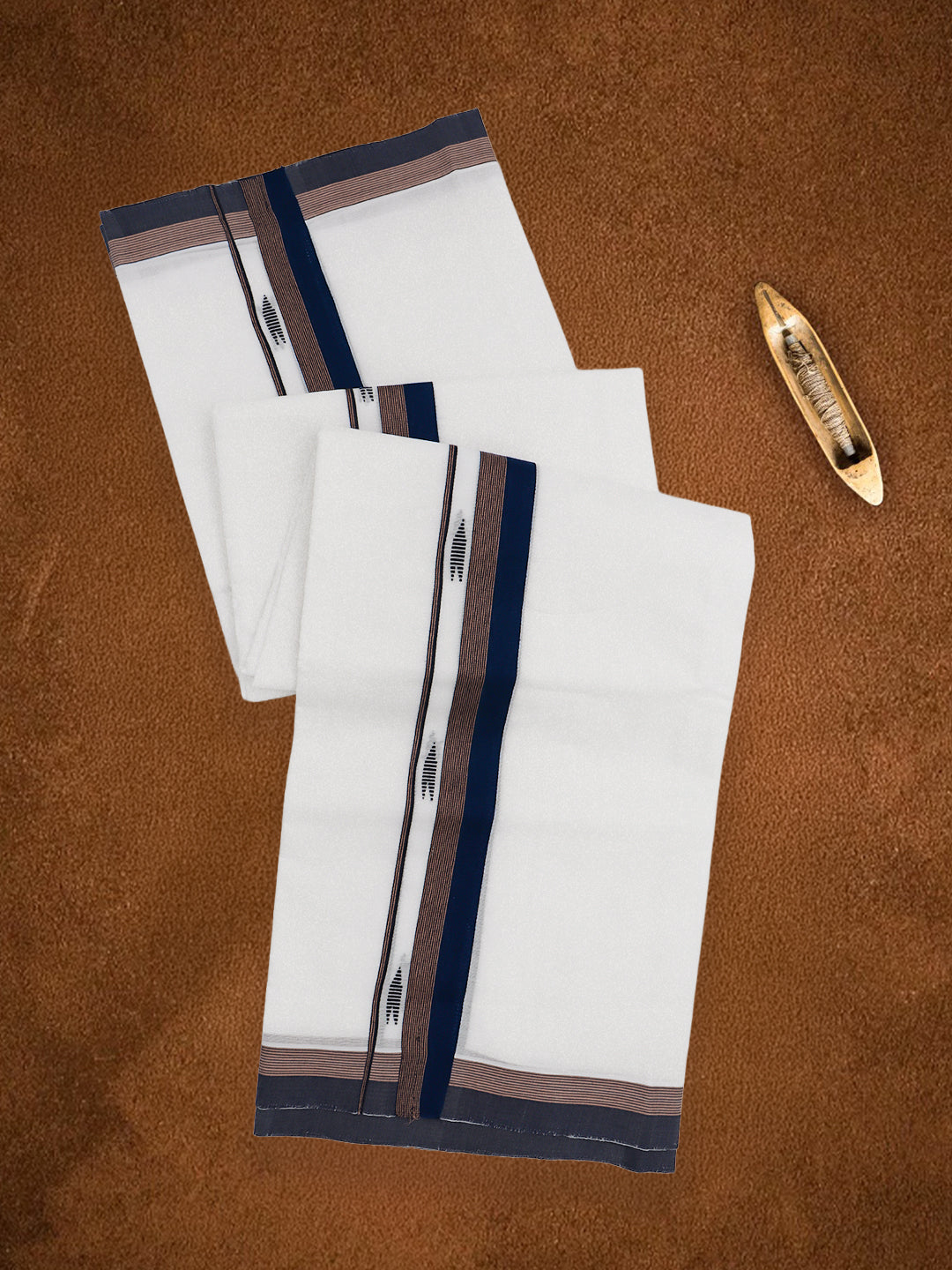 Men Premium Handloom White Dhoti with Fancy Border HLM88
