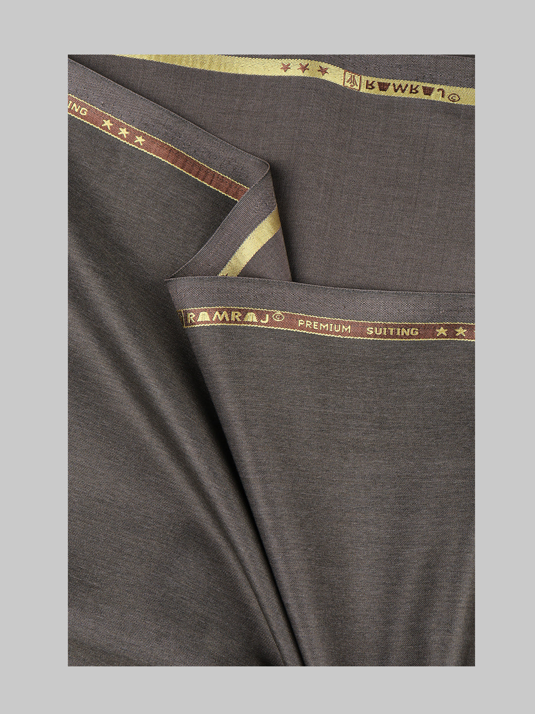 Men  Poly Viscose Blend Plain Pant Fabric Brown Golden Days