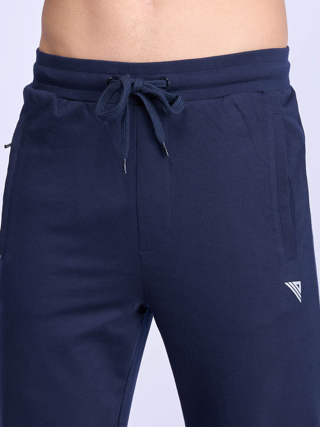 Men Cotton Zipper Packet Jogger Navy