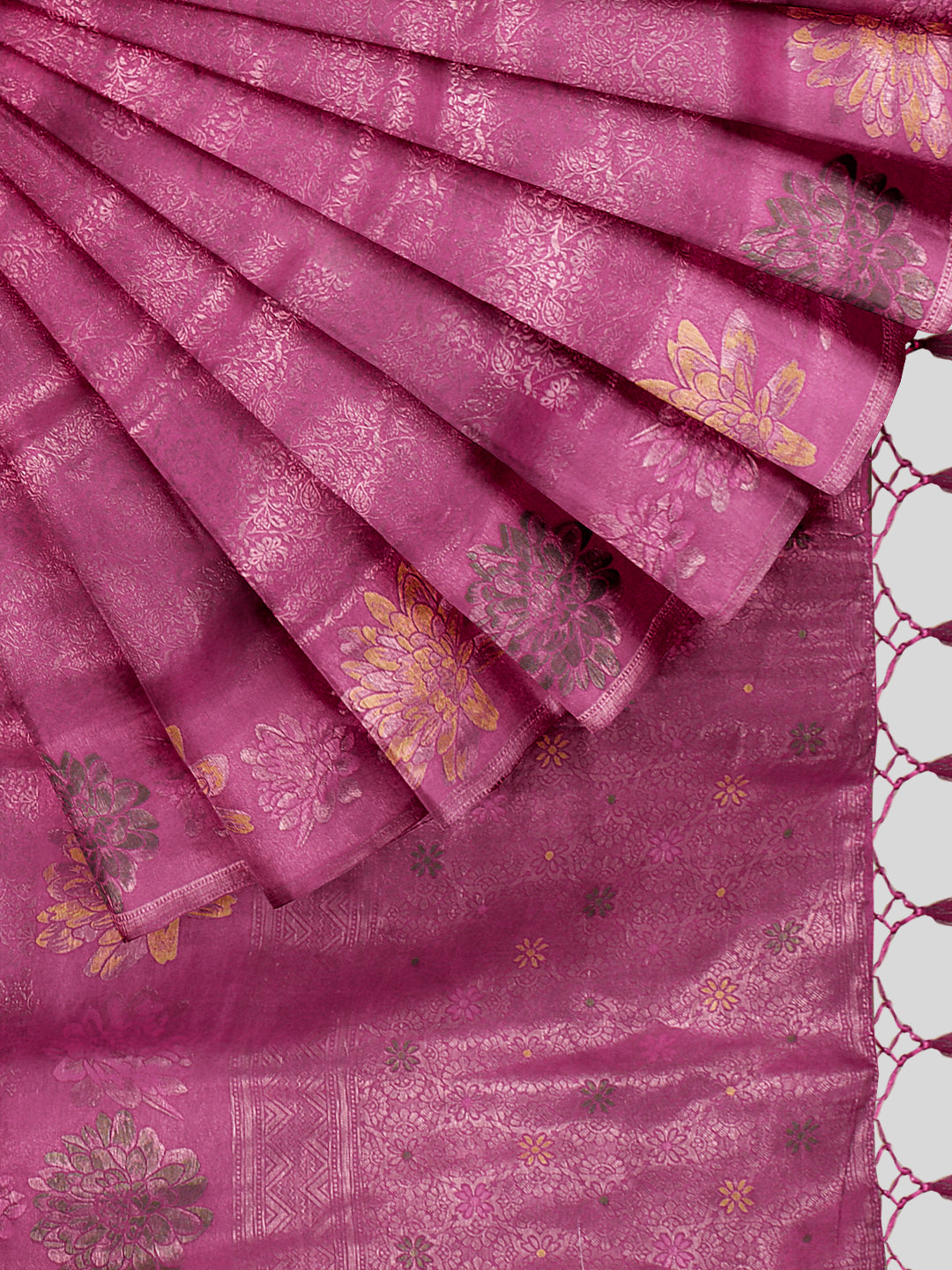 Women Pink Semi Mysore Silk Saree SS372