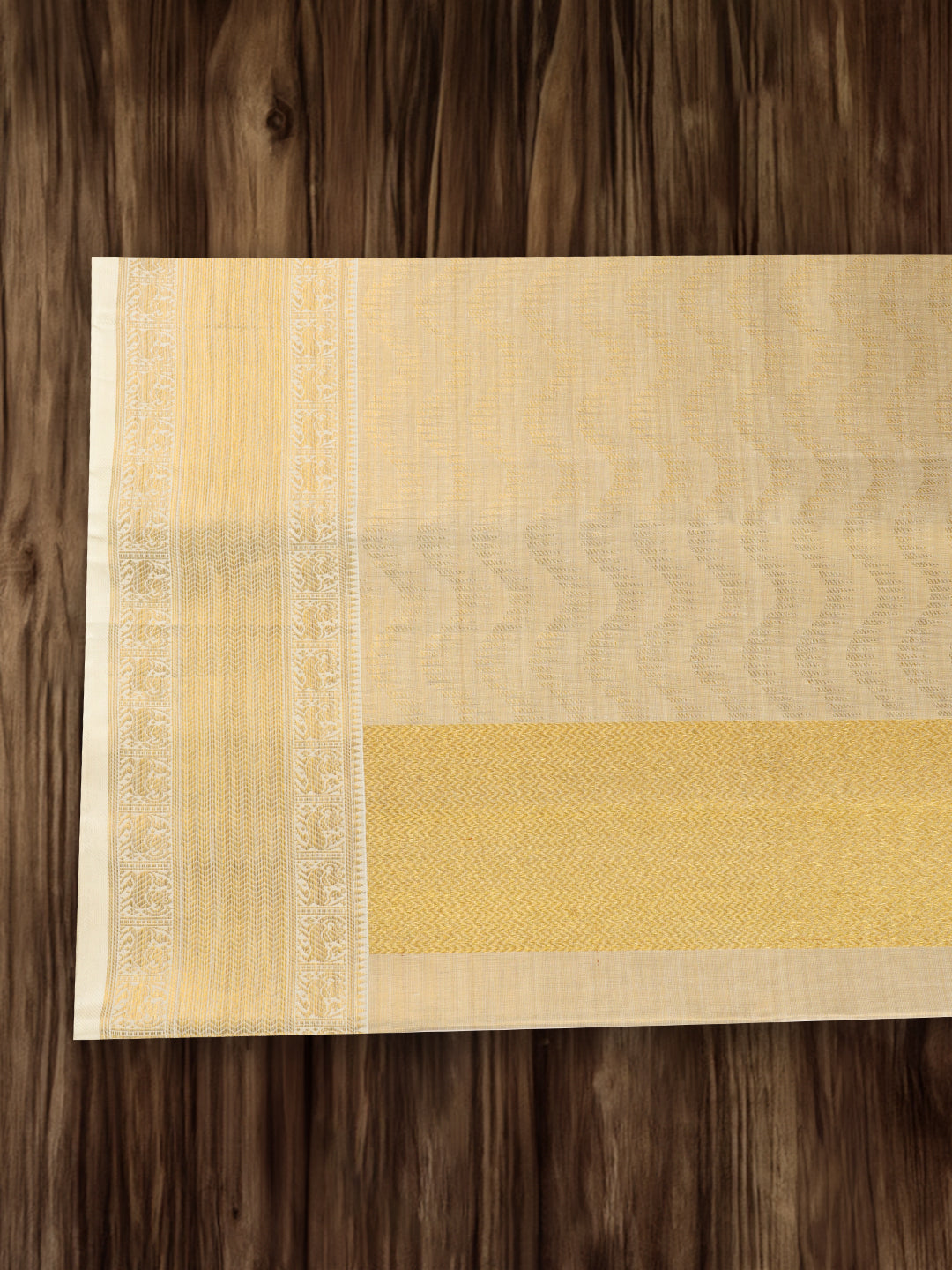 Men 100% Pure Silk 6" Jari Gold  Border Rajdharbar