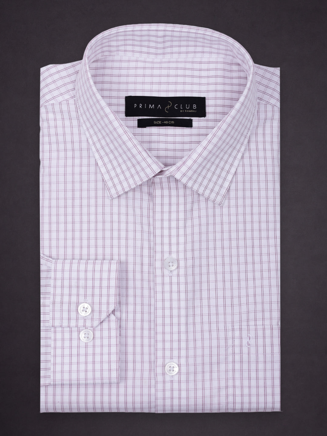 Prima Club Premium Cotton Dobby White Purple Checked Regular Fit Shirt SRBP3