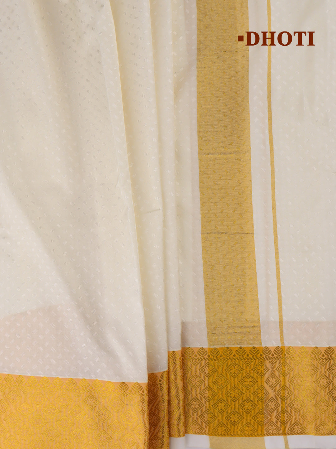 Men Art Silk Gold Jari Dhoti & Shirting Cream Mangalakara Set 140k (2 in 1)