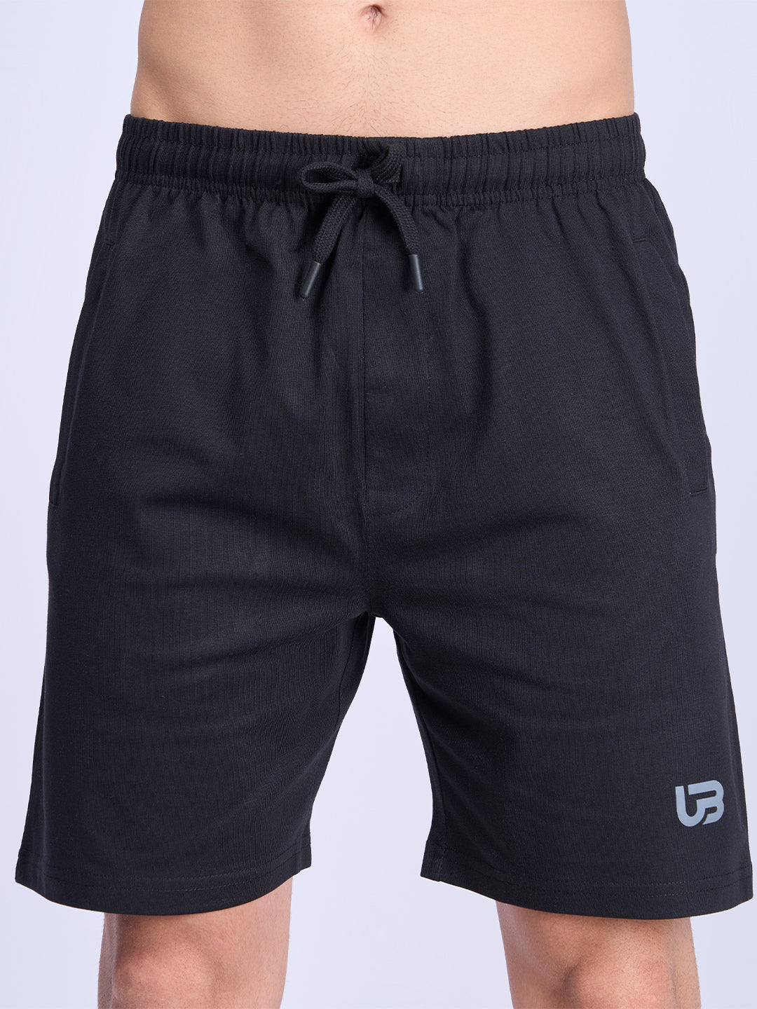 Men Black Combed Cotton Shorts