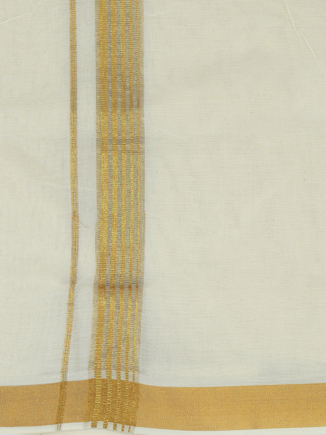 Double Layer 100% Cotton Cream Kora Dhoti with Fancy Jari Border - GJF02