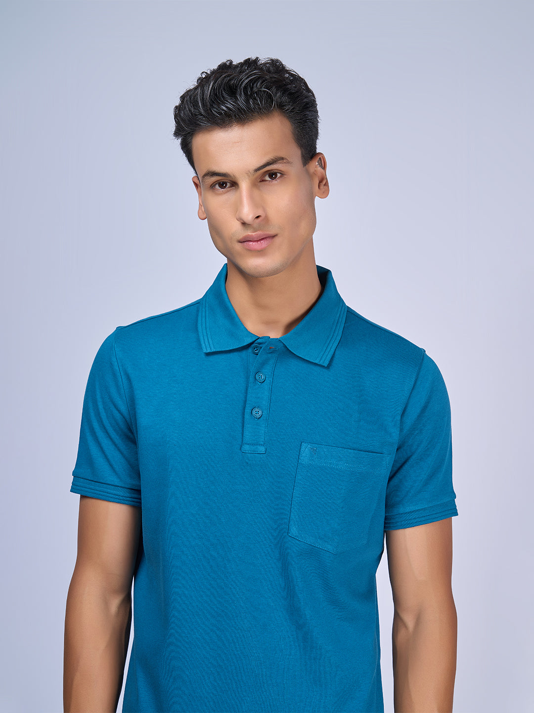 Mens Polo Tshirt Blue Metalic