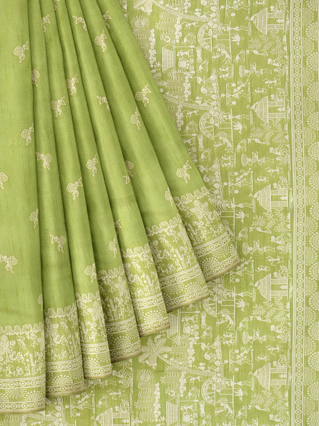 Women Gorgeous Green Semi Raw Silk Weaving Saree - SRS35