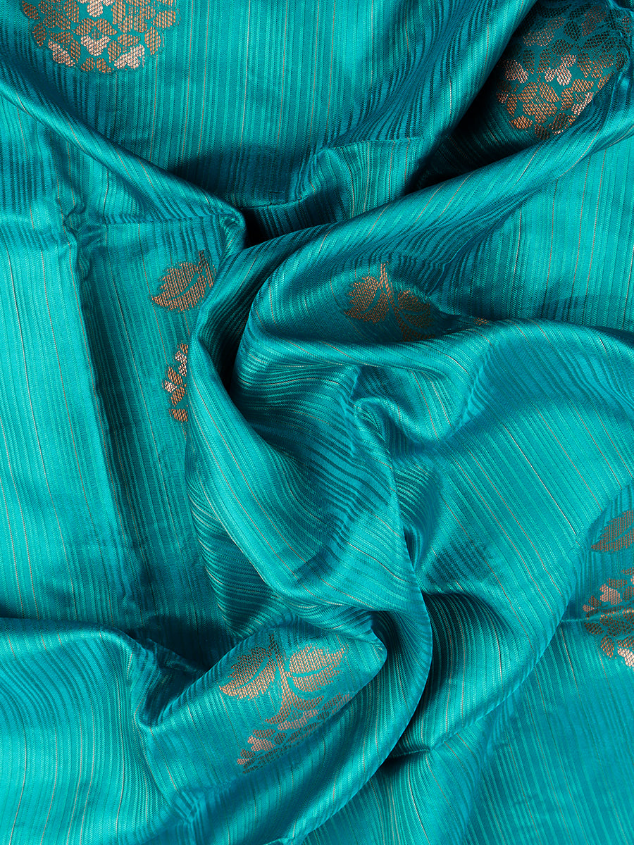 Women Stylish Flower Design Semi Silk Blue Saree with Tussle SS87-Zoom view