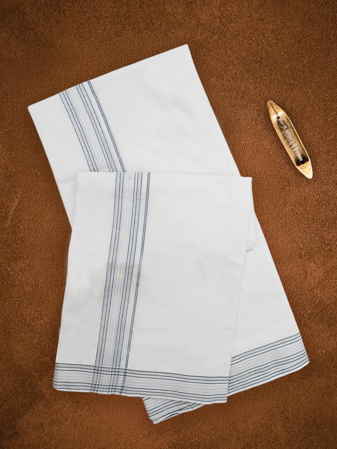 Men Premium Handloom White Dhoti with Fancy Jari Border HLM112