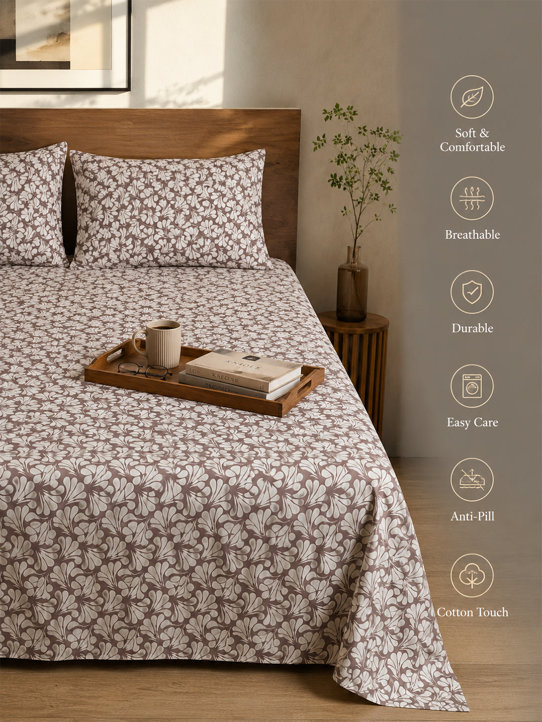 King Size Premium Cotton Bed Sheet & 2 Pillow Cover Set BFF01
