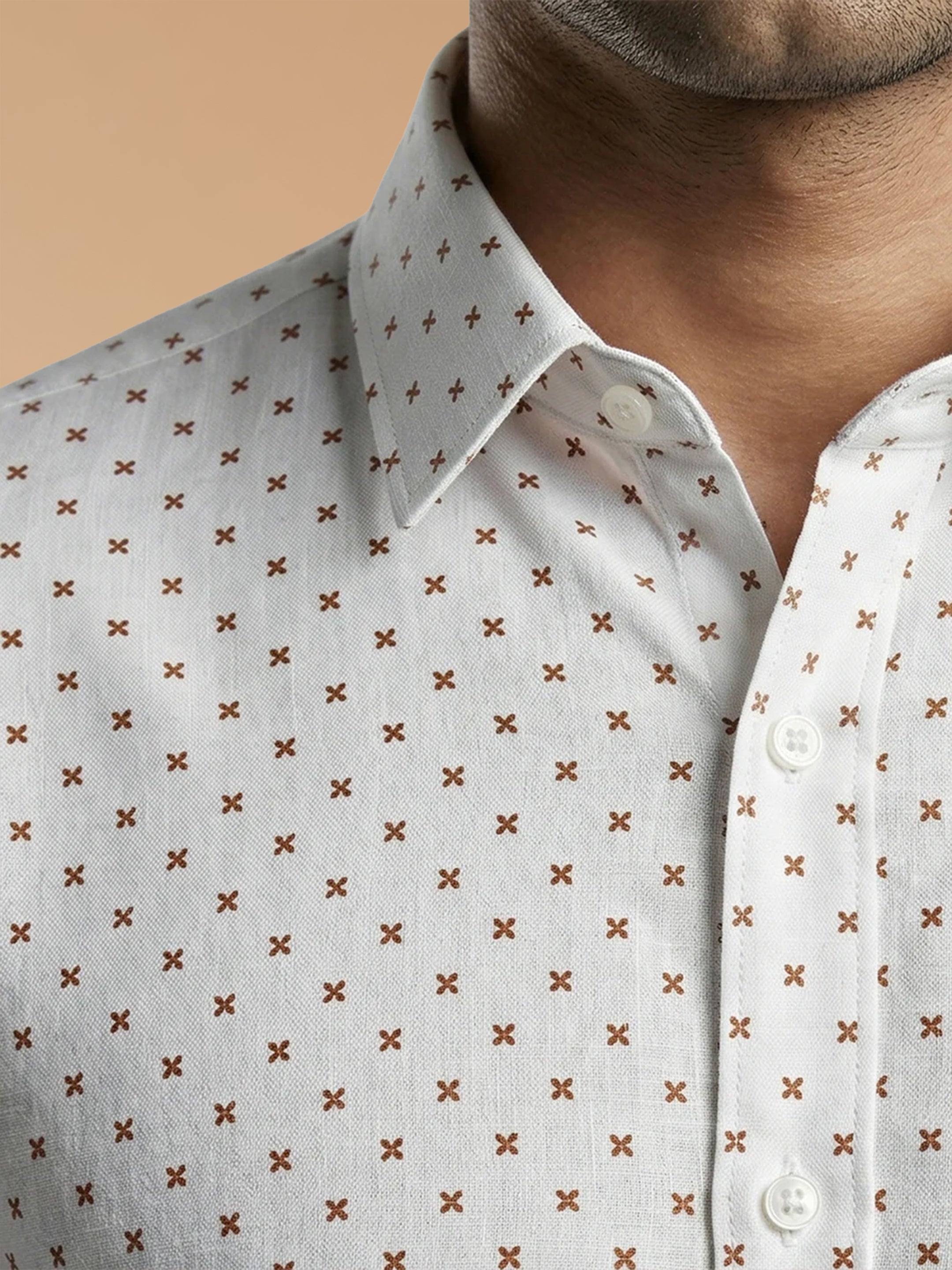 Cotton Rich White Printed Regular Fit Shirt T66 APT9
