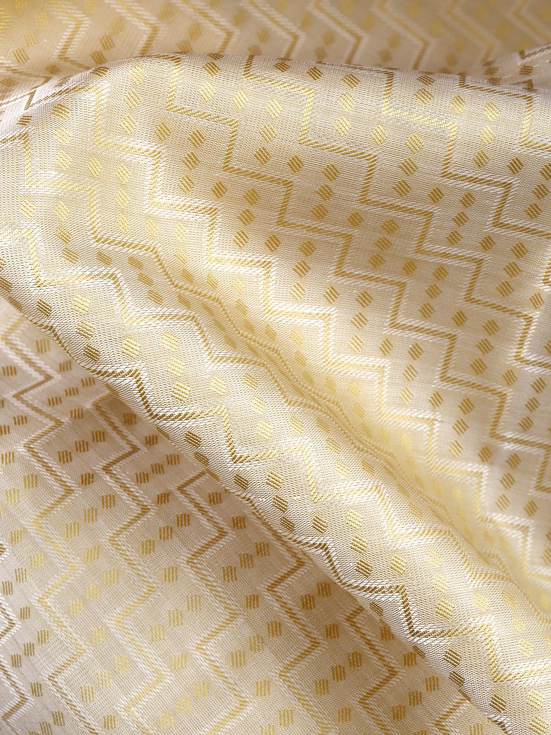 Mens Self Designed Fawn Colour Pure Silk Shirt Fabric-Zoom view