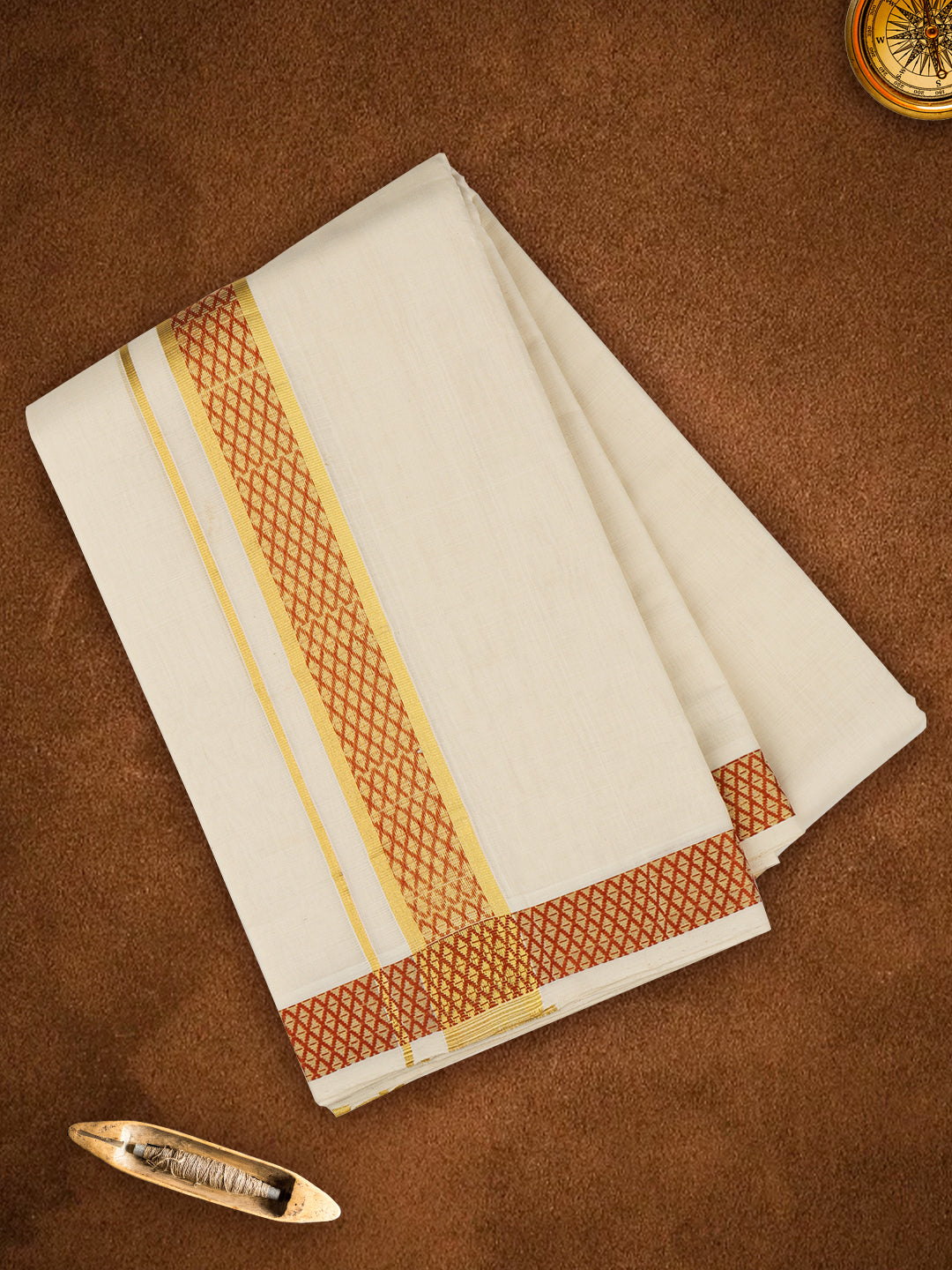 Mens Premium Handloom Panchakacham Cream