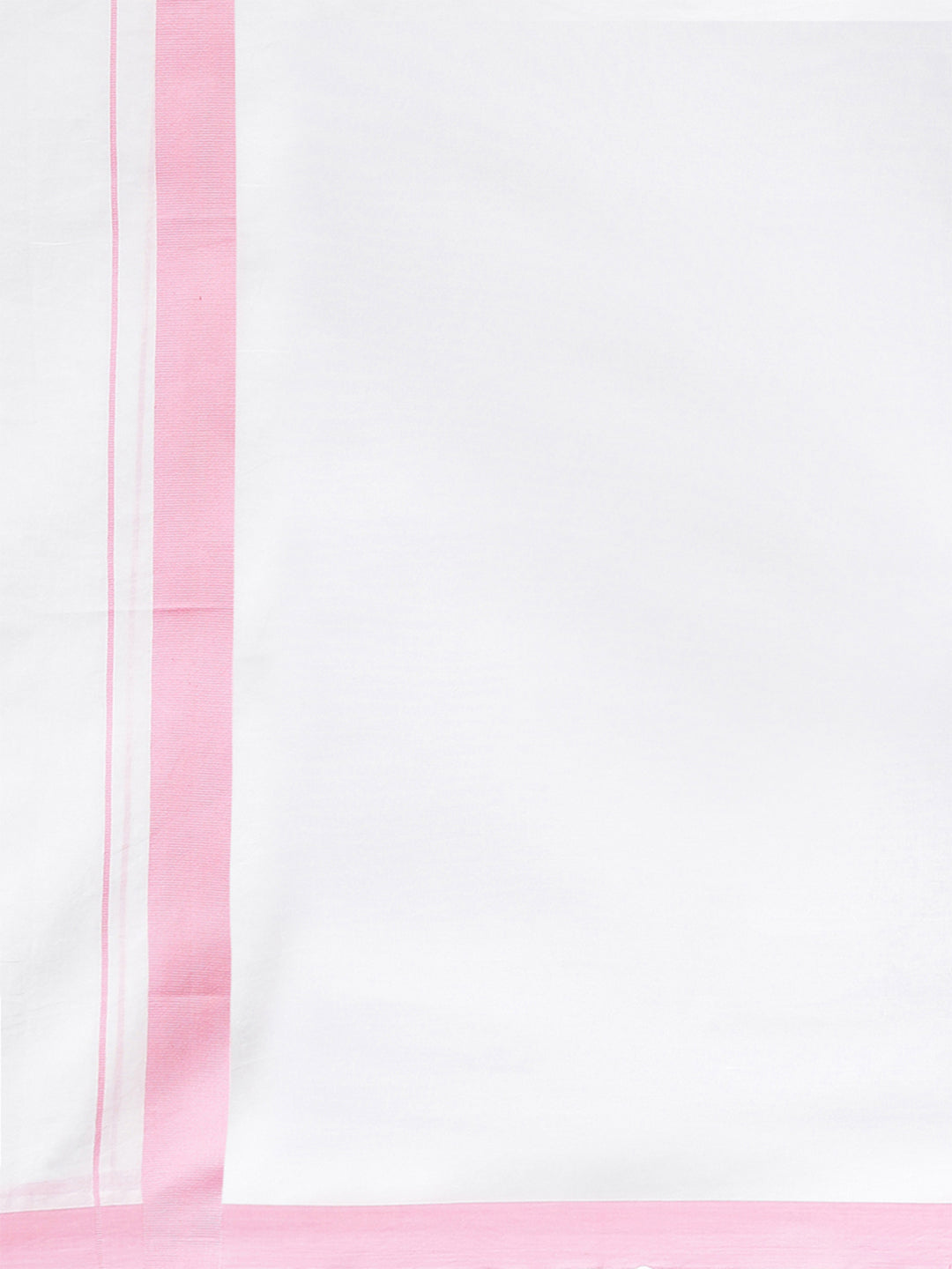 Men Light Pink Fancy Border Double Layer Dhoti White Manali