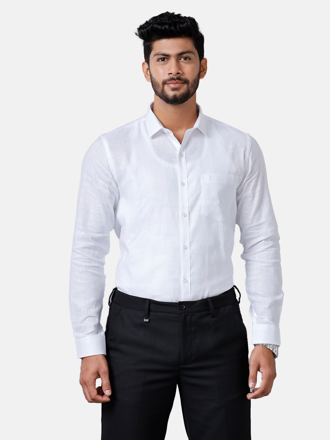 Mens Pure Linen White Shirt 5100