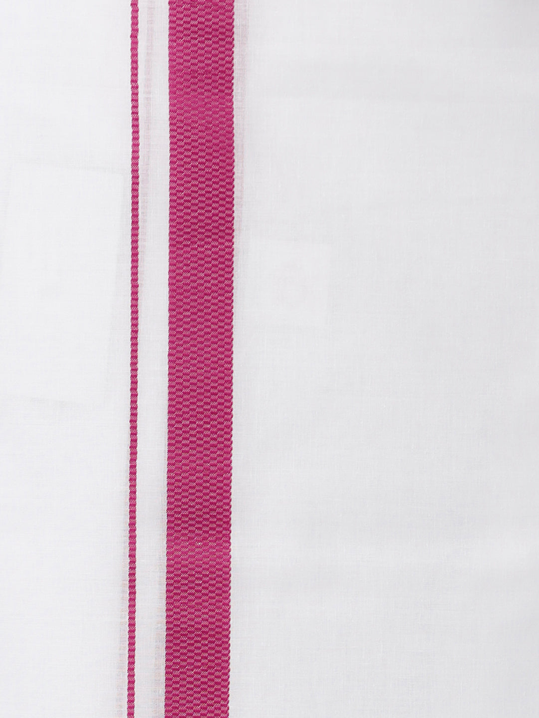 Mens Cotton White Double Dhoti with Purple Border Anchor Fancy-Zoom view
