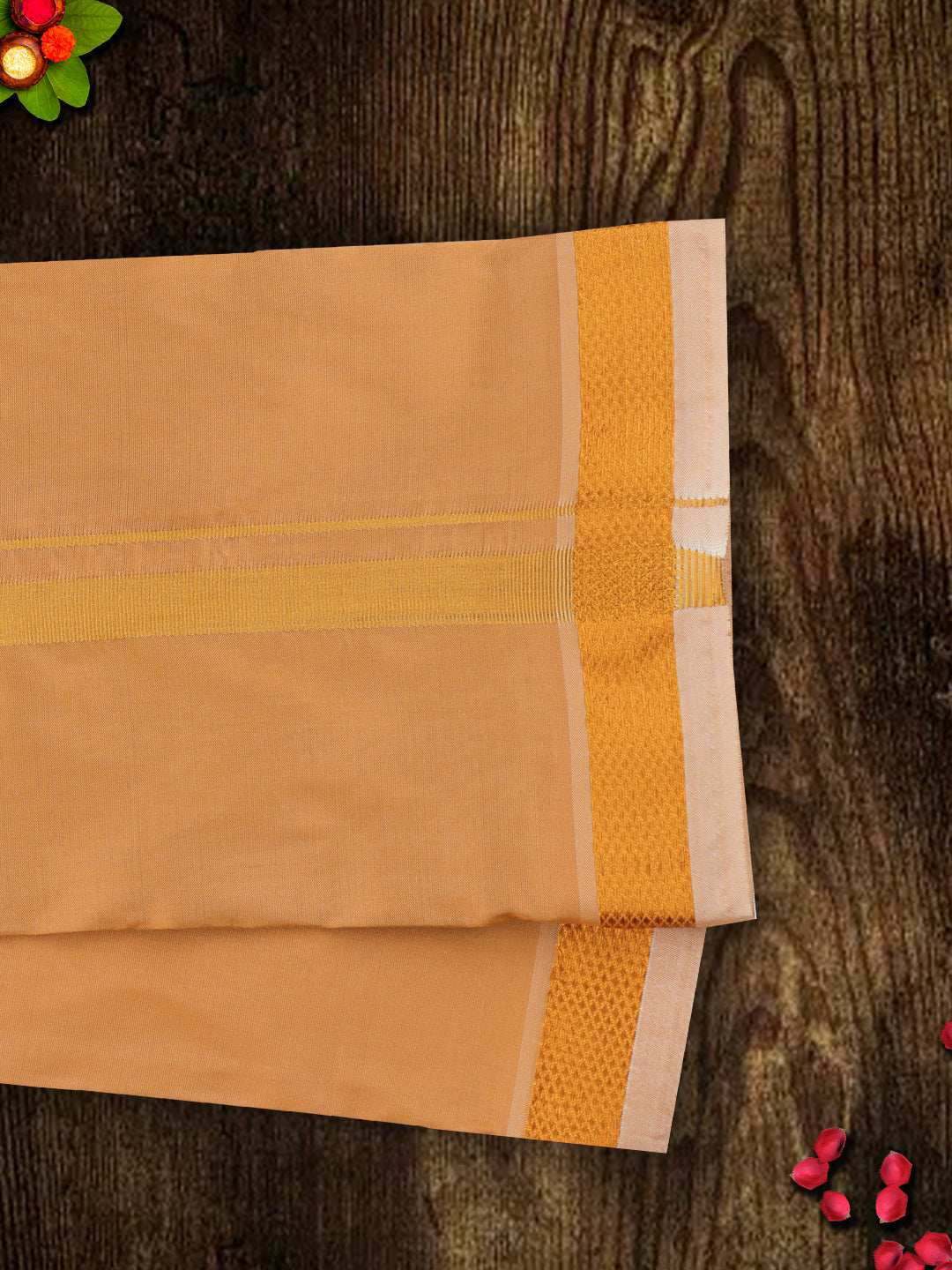 Men Art Silk Dhoti & Shirting Set Orange Ashirwath (2 in 1)