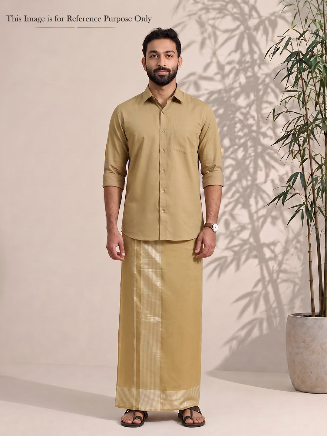 Bamboo Gold Dhoti & Shirting Set (2 in 1) - Royal Touch