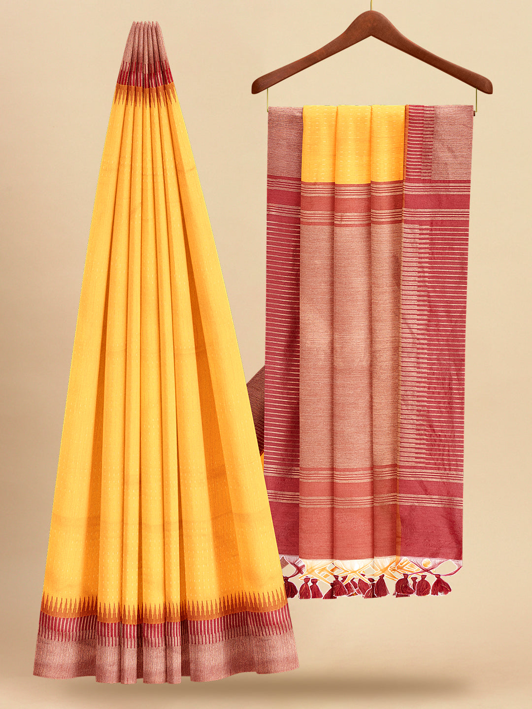 Women Elegant Look Yellow Semi Raw Silk Weaving Saree - SRS38