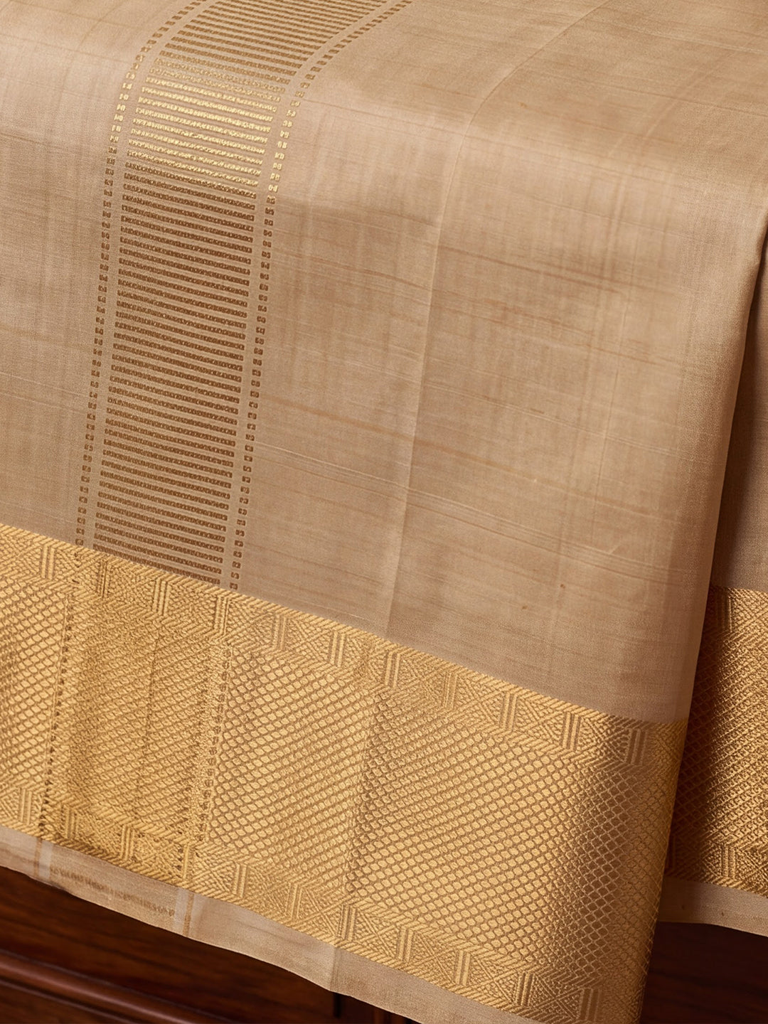 Premium Pure Tussar Silk Hand Embroidered Shirt & Dhoti Set with Royal Butta Detailing Signature Chest Emblem Jari | Rajarudhran