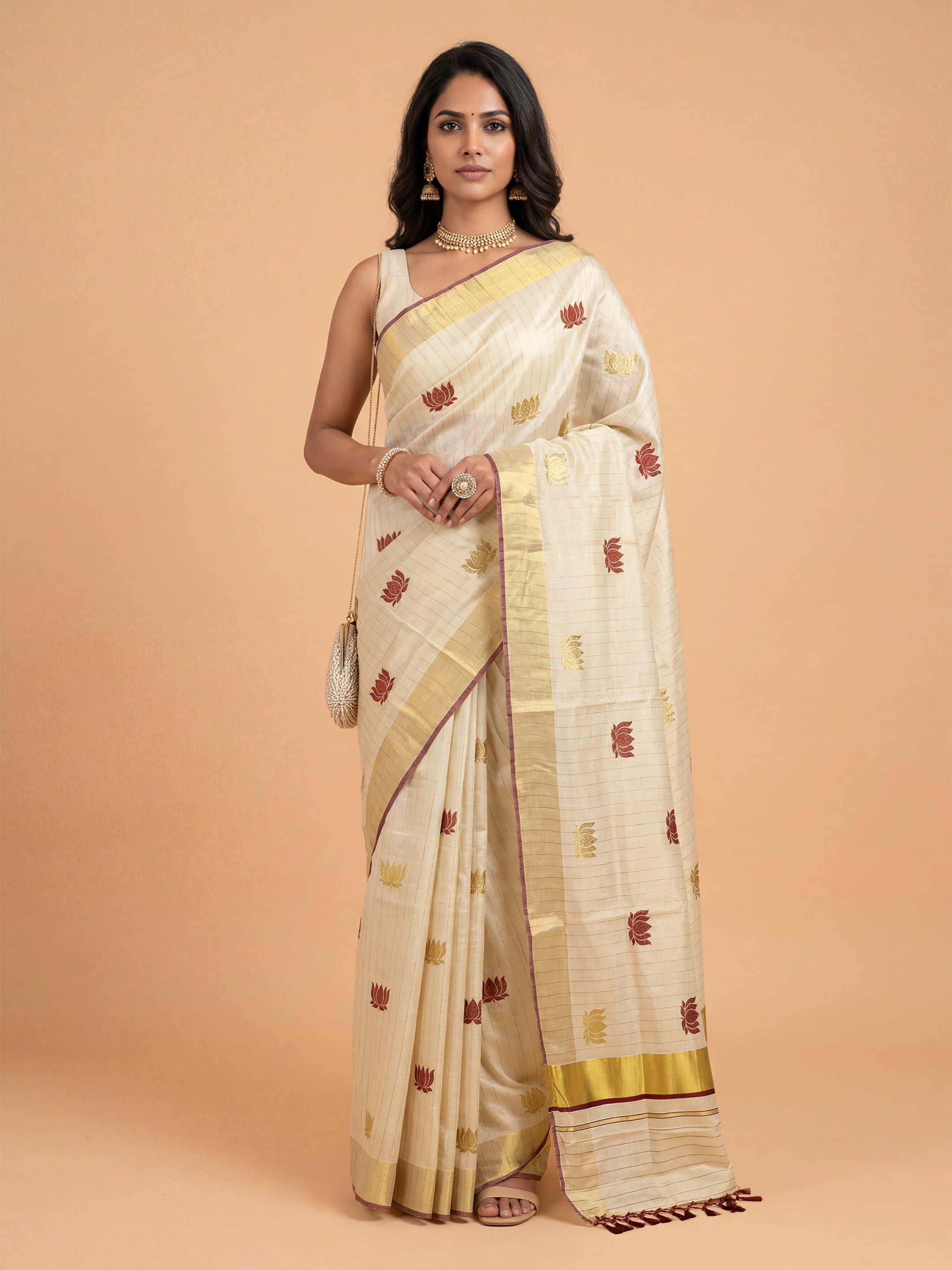 Couple Combo Antique Gold Shirt & Dhoti Set with Saree KLS19