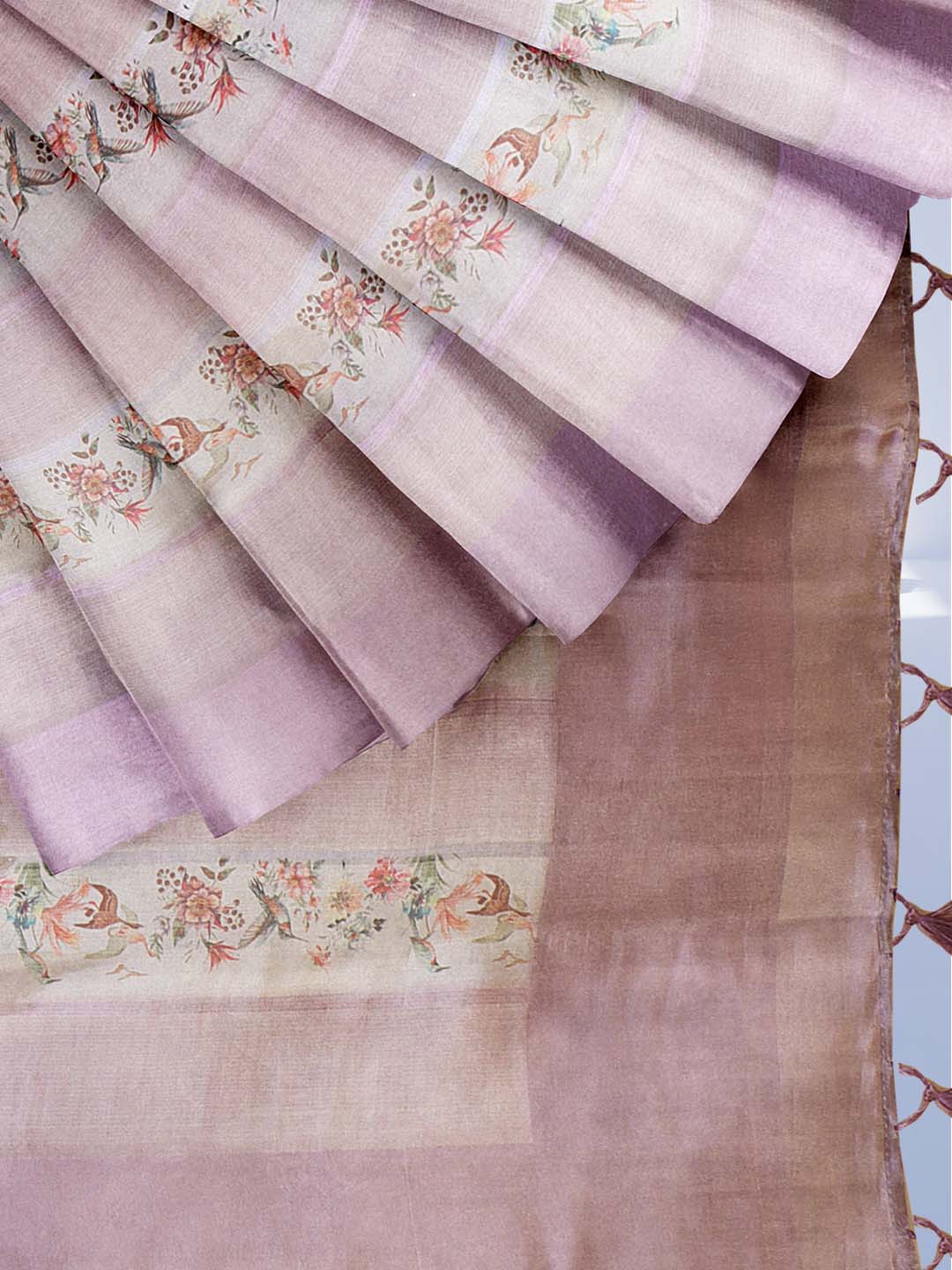 Women Purple Semi Tussar Printed Saree ST286