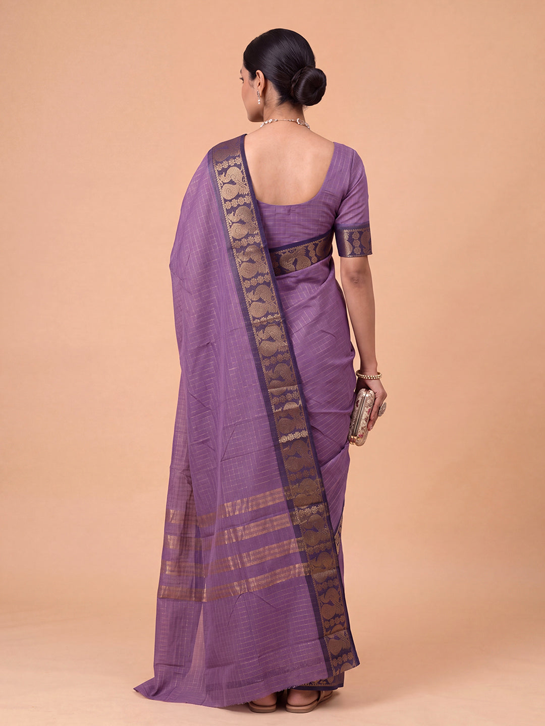 Women Chettinad Cotton Dark Purple Saree CCS08