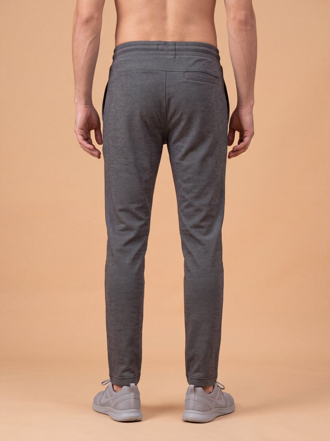 Cotton Rich Popcorn Structured Fabric Charcoal Melange Track Pants PTK4