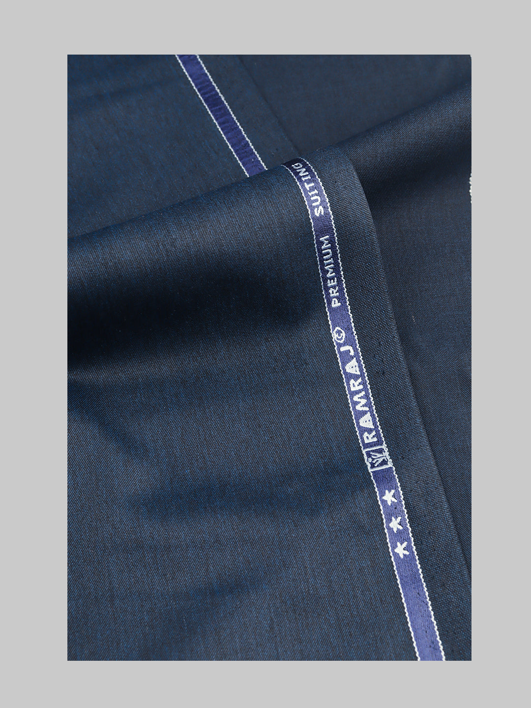 Men Poly Viscose Blend Plain Pant Fabric Blue Golden Days