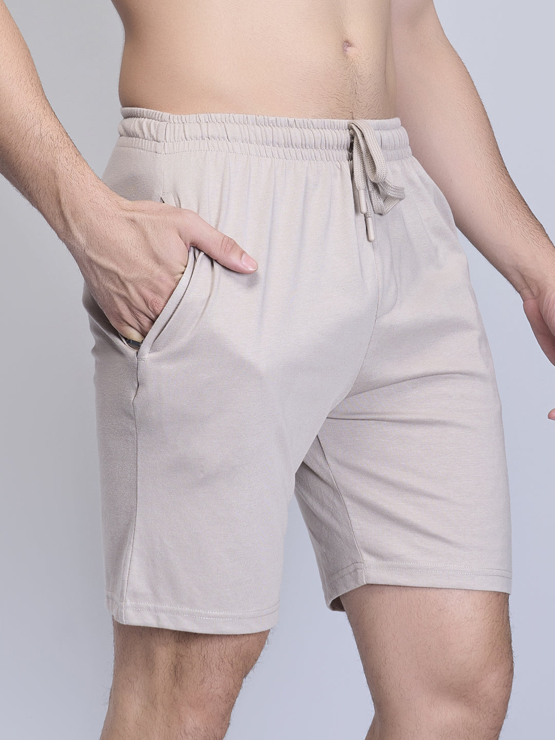 Men Cotton Rich Shorts Beige