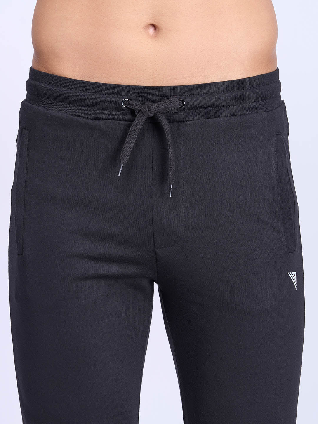 Men Cotton Zipper Packet Jogger Black